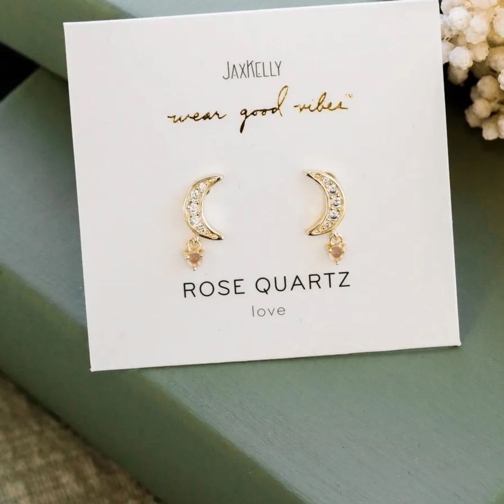 Gold Mother of Pearl Earrings Moon Drop
